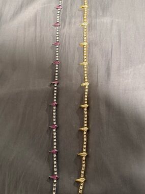 Dual-Chain Men’s Necklace Set in Gold and Pink Accents